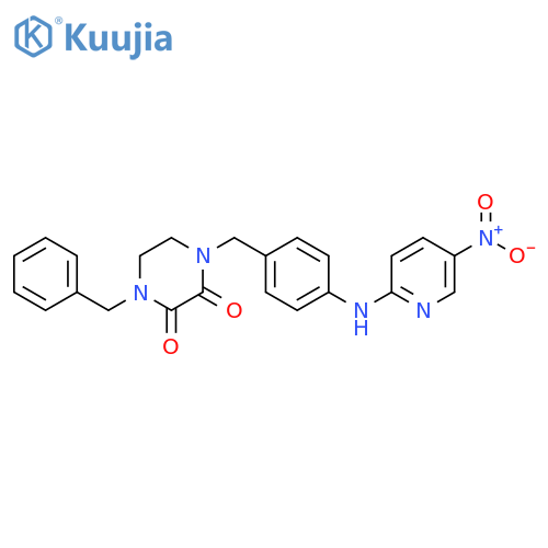 2,3-Piperazinedione,1-[[4-[(5-nitro-2-pyridinyl)amino]phenyl]methyl]-4-(phenylmethyl)- structure