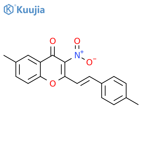 4H-1-Benzopyran-4-one,6-methyl-2-[2-(4-methylphenyl)ethenyl]-3-nitro-, (E)- structure