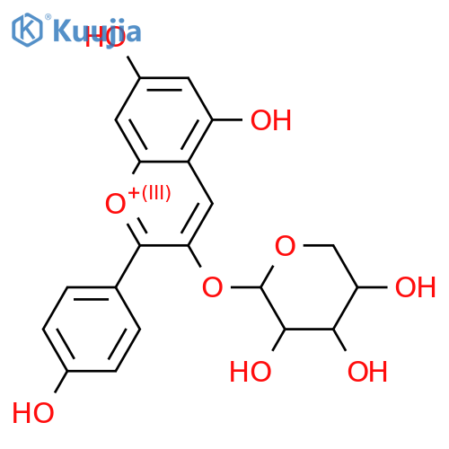 5,7-dihydroxy-2-(4-hydroxyphenyl)chromenium-3-yl beta-D-xylopyranoside chloride structure