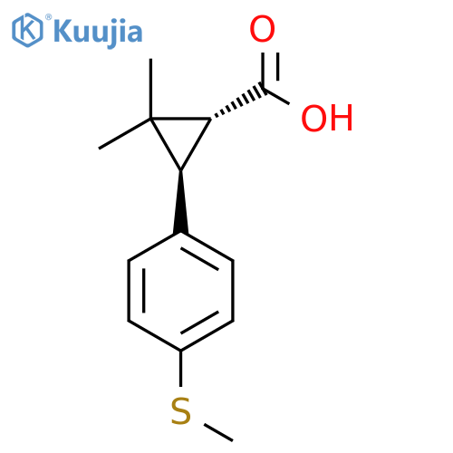 rac-(1R,3R)-2,2-dimethyl-3-4-(methylsulfanyl)phenylcyclopropane-1-carboxylic acid structure