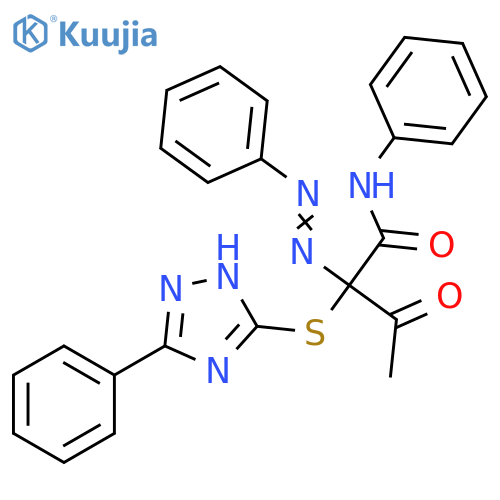 Butanamide,3-oxo-N-phenyl-2-(phenylazo)-2-[(5-phenyl-1H-1,2,4-triazol-3-yl)thio]- structure