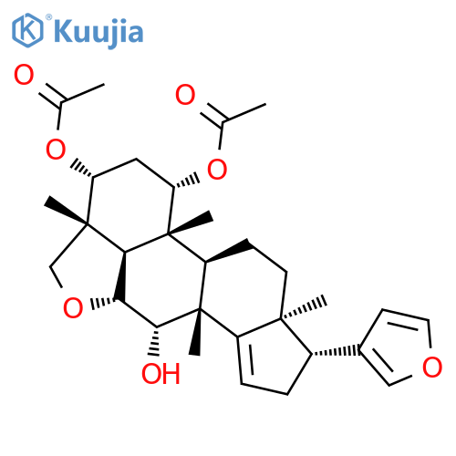 24-Norchola-5,14,20,22-tetraeno[6,5,4-bc]furan-1,3,7-triol,21,23-epoxy-4,5,5',6-tetrahydro-4,8-dimethyl-, 1,3-diacetate,(1a,3a,4b,5a,6b,7a,13a,17a)- structure