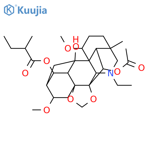 21-(acetyloxy)-14-ethyl-2-hydroxy-6,19-dimethoxy-16-methyl-9,11-dioxa-14-azaheptacyclo[10.7.2.1~2,5~.0~1,13~.0~3,8~.0~8,12~.0~16,20~]docos-4-yl 2-methylbutanoate (non-preferred name) structure