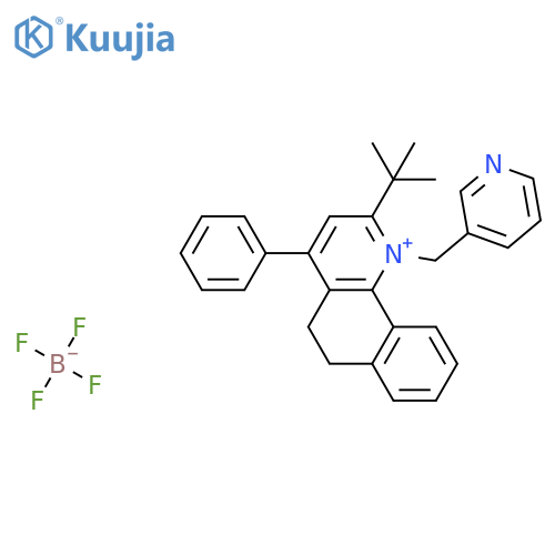 2-Tert-butyl-4-phenyl-1-(pyridin-3-ylmethyl)-5,6-dihydrobenzo[h]quinolin-1-ium;tetrafluoroborate structure