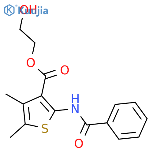 3-Thiophenecarboxylicacid, 2-(benzoylamino)-4,5-dimethyl-, 2-hydroxyethyl ester structure