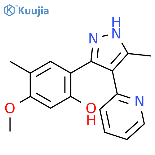 Phenol, 5-methoxy-4-methyl-2-[5-methyl-4-(2-pyridinyl)-1H-pyrazol-3-yl]- structure