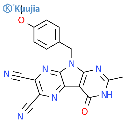 8-(4-methoxyphenyl)methyl-11-methyl-13-oxo-3,6,8,10,12-pentaazatricyclo7.4.0.0,2,7trideca-1(9),2(7),3,5,10-pentaene-4,5-dicarbonitrile structure