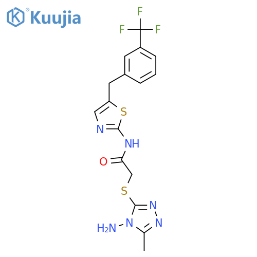 2-(4-amino-5-methyl-4H-1,2,4-triazol-3-yl)sulfanyl-N-(5-{3-(trifluoromethyl)phenylmethyl}-1,3-thiazol-2-yl)acetamide structure