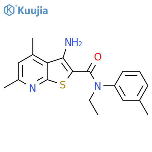 3-amino-N-ethyl-4,6-dimethyl-N-(3-methylphenyl)thieno[2,3-b]pyridine-2-carboxamide structure