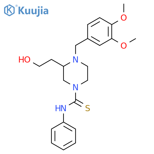 4-(3,4-dimethoxyphenyl)methyl-3-(2-hydroxyethyl)-N-phenylpiperazine-1-carbothioamide structure