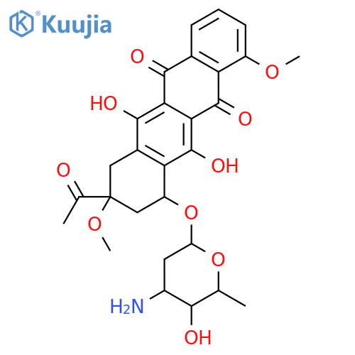 5,12-Naphthacenedione,8-acetyl-10-[(3-amino-2,3,6-trideoxy-a-L-lyxo-hexopyranosyl)oxy]-7,8,9,10-tetrahydro-6,11-dihydroxy-1,8-dimethoxy-,(8S-cis)- (9CI) structure