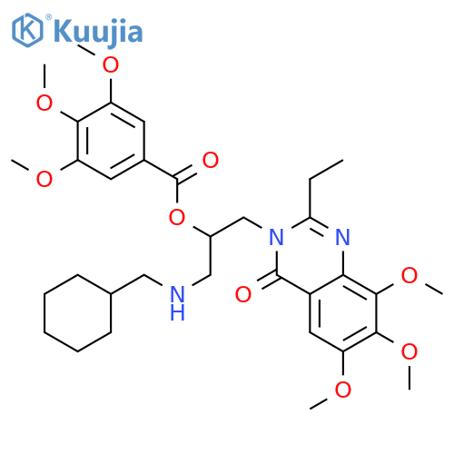 Benzoic acid,3,4,5-trimethoxy-,2-(cyclohexylmethylamino)-1-[(2-ethyl-6,7,8-trimethoxy-4-oxo-3(4H)-quinazolinyl)methyl]ethylester structure
