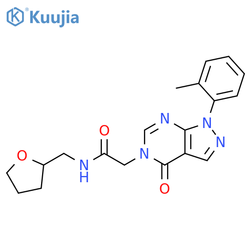 2-[1-(2-methylphenyl)-4-oxo-1H,4H,5H-pyrazolo[3,4-d]pyrimidin-5-yl]-N-[(oxolan-2-yl)methyl]acetamide structure