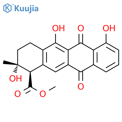 (1R)-2α,5,7-Trihydroxy-2-methyl-6,11-dioxo-1,2,3,4,6,11-hexahydronaphthacene-1β-formic acid methyl ester structure