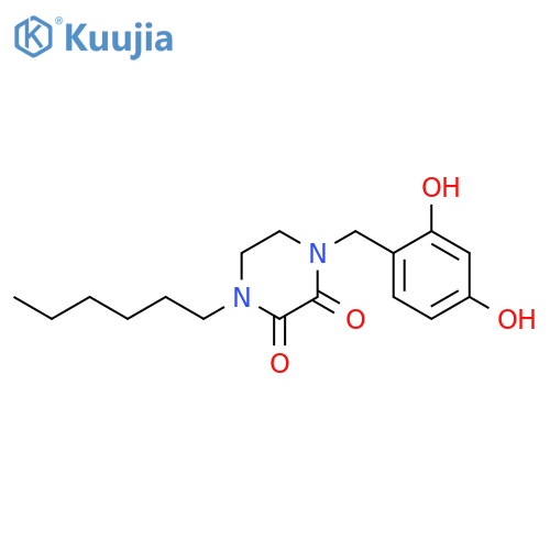 2,3-Piperazinedione, 1-[(2,4-dihydroxyphenyl)methyl]-4-hexyl- structure