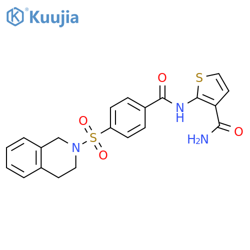 2-4-(1,2,3,4-tetrahydroisoquinoline-2-sulfonyl)benzamidothiophene-3-carboxamide structure