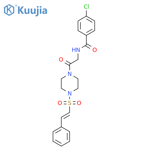 4-chloro-N-{2-oxo-2-[4-(2-phenylethenesulfonyl)piperazin-1-yl]ethyl}benzamide structure