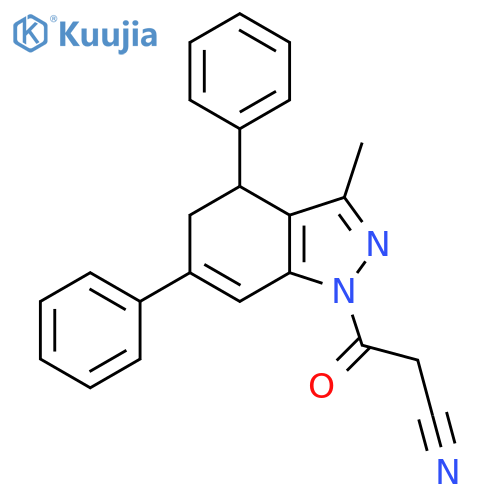 1H-Indazole, 1-(cyanoacetyl)-4,5-dihydro-3-methyl-4,6-diphenyl- structure