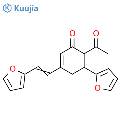 2-Cyclohexen-1-one, 6-acetyl-5-(2-furanyl)-3-[2-(2-furanyl)ethenyl]- structure