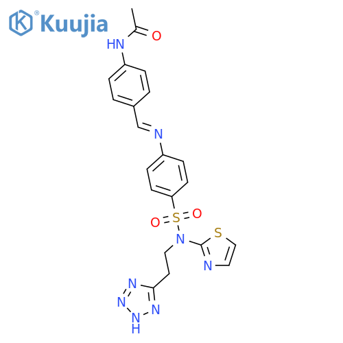 N-(4-{(E)-[(4-{[2-(2H-tetrazol-5-yl)ethyl](1,3-thiazol-2-yl)sulfamoyl}phenyl)imino]methyl}phenyl)acetamide structure