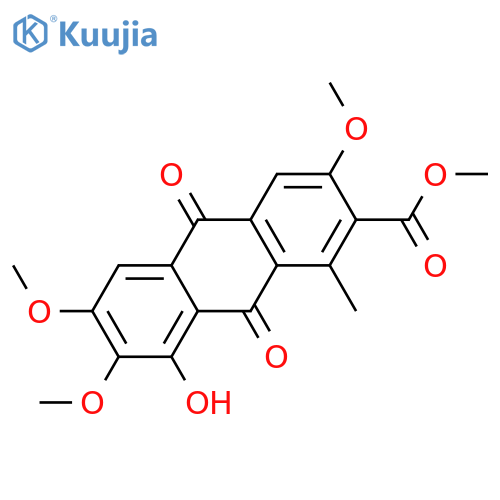 2-Anthracenecarboxylic acid,9,10-dihydro-8-hydroxy-3,6,7-trimethoxy-1-methyl-9,10-dioxo-, methylester structure