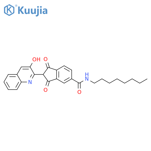 1H-Indene-5-carboxamide,2,3-dihydro-2-(3-hydroxy-2-quinolinyl)-N-octyl-1,3-dioxo- structure