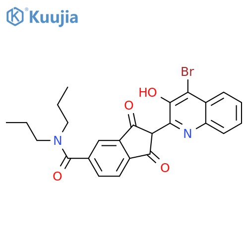 1H-Indene-5-carboxamide,2-(4-bromo-3-hydroxy-2-quinolinyl)-2,3-dihydro-1,3-dioxo-N,N-dipropyl- structure