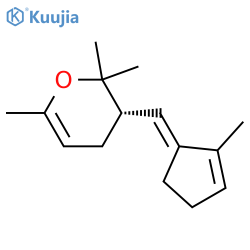 2H-Pyran,3,4-dihydro-2,2,6-trimethyl-3-[(E)-(2-methyl-2-cyclopenten-1-ylidene)methyl]-,(3S)-(9CI) structure