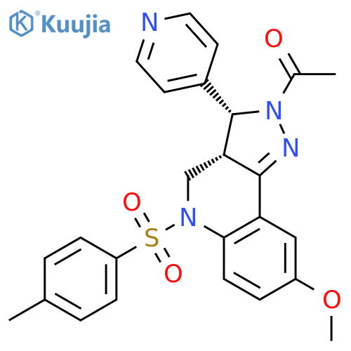 2H-Pyrazolo[4,3-c]quinoline,2-acetyl-3,3a,4,5-tetrahydro-8-methoxy-5-[(4-methylphenyl)sulfonyl]-3-(4-pyridinyl)-,trans- (9CI) structure