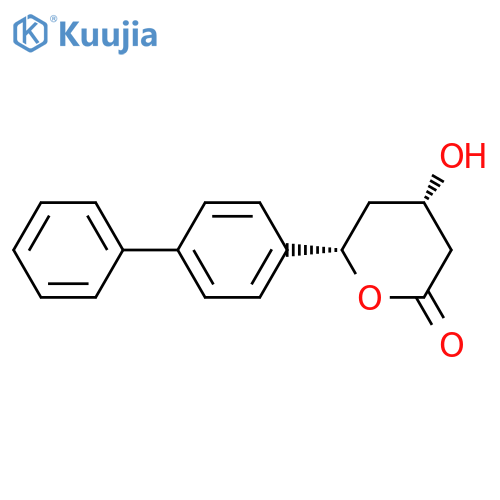 2H-PYRAN-2-ONE, 6-[1,1'-BIPHENYL]-4-YLTETRAHYDRO-4-HYDROXY-, CIS- structure