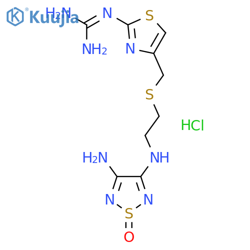 2-[4-[2-[(4-amino-1-oxo-1,2,5-thiadiazol-3-yl)amino]ethylsulfanylmethyl]-1,3-thiazol-2-yl]guanidine,hydrochloride structure