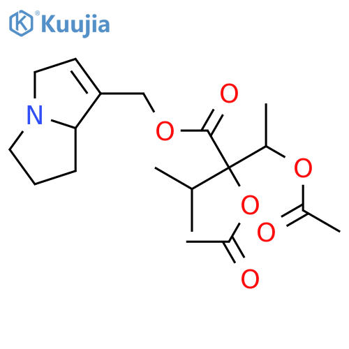 (7aS)-2,3,5,7a-tetrahydro-1H-pyrrolizin-7-ylmethyl (2S,3R)-2,3-bis(acetyloxy)-2-(propan-2-yl)butanoate structure