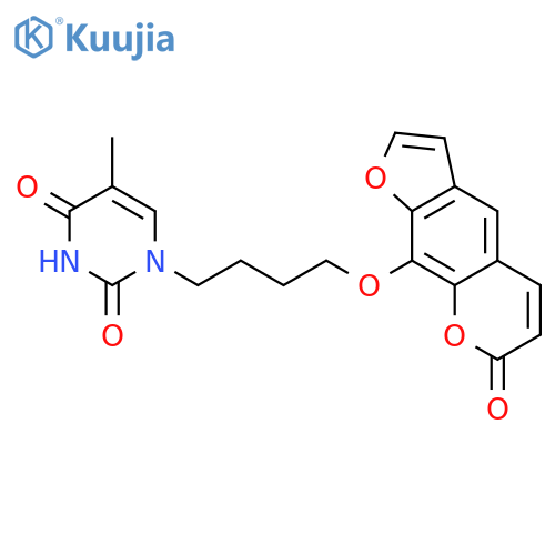 2,4(1H,3H)-Pyrimidinedione,5-methyl-1-[4-[(7-oxo-7H-furo[3,2-g][1]benzopyran-9-yl)oxy]butyl]- structure