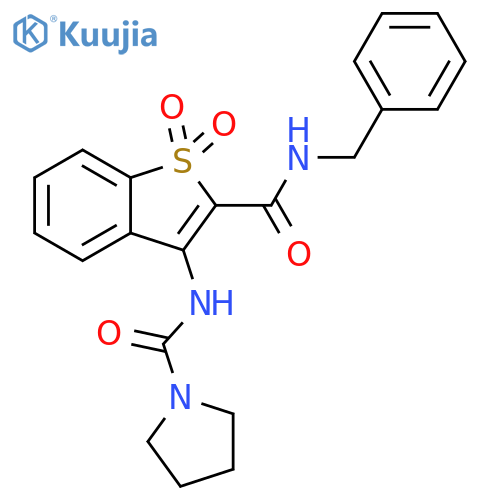 1-Pyrrolidinecarboxamide,N-[1,1-dioxido-2-[[(phenylmethyl)amino]carbonyl]benzo[b]thien-3-yl]- structure
