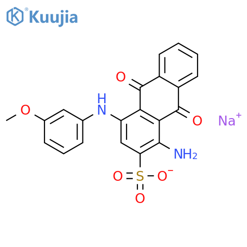 2-Anthracenesulfonicacid, 1-amino-9,10-dihydro-4-[(3-methoxyphenyl)amino]-9,10-dioxo-, sodium salt(1:1) structure