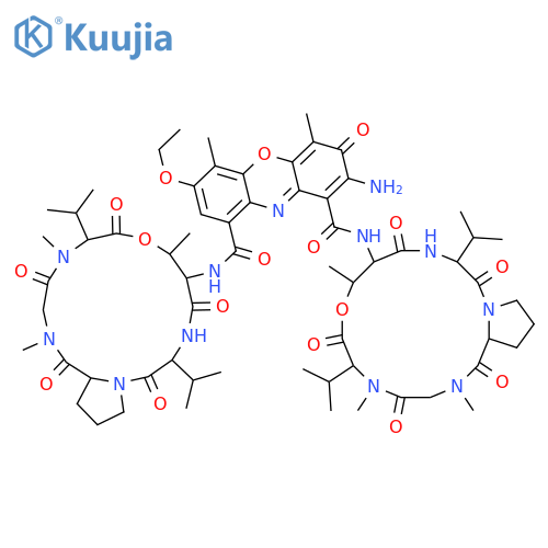 2-amino-7-ethoxy-4,6-dimethyl-3-oxo-N,N'-bis[2,5,9-trimethyl-1,4,7,11,14-pentaoxo-6,13-di(propan-2-yl)hexadecahydro-1H-pyrrolo[2,1-i][1,4,7,10,13]oxatetraazacyclohexadecin-10-yl]-3H-phenoxazine-1,9-dicarboxamide structure