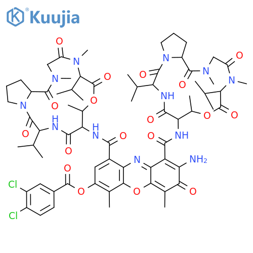 [8-Amino-4,6-dimethyl-7-oxo-1,9-bis[[7,11,14-trimethyl-2,5,9,12,15-pentaoxo-3,10-di(propan-2-yl)-8-oxa-1,4,11,14-tetrazabicyclo[14.3.0]nonadecan-6-yl]carbamoyl]phenoxazin-3-yl] 3,4-dichlorobenzoate structure