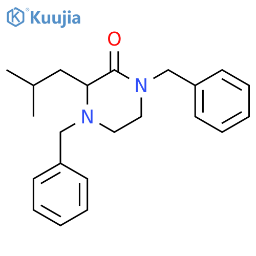 Piperazinone, 3-(2-methylpropyl)-1,4-bis(phenylmethyl)- structure