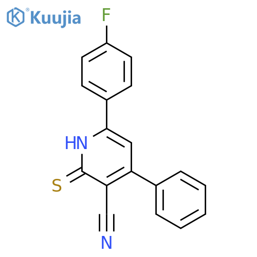 3-Pyridinecarbonitrile, 6-(4-fluorophenyl)-1,2-dihydro-4-phenyl-2-thioxo- structure