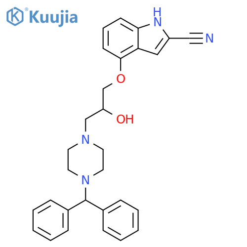 4-[3-[4-(Diphenylmethyl)piperazin-1-yl]-2-hydroxypropoxy]-1H-indole-2-carbonitrile structure
