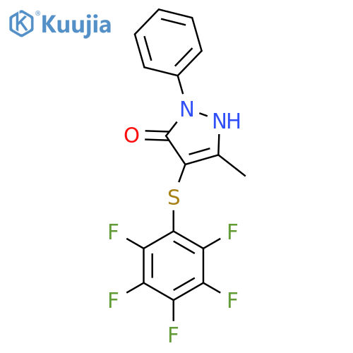 3-methyl-4-(2,3,4,5,6-pentafluorophenyl)sulfanyl-1-phenyl-1H-pyrazol-5-ol structure