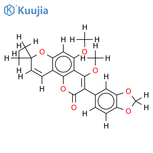 3-methylenedioxy(3',4')-phenyl-4,5-dimethoxy-2'',2''-dimethylchromeno(5'',6'',7,8)-coumarin structure