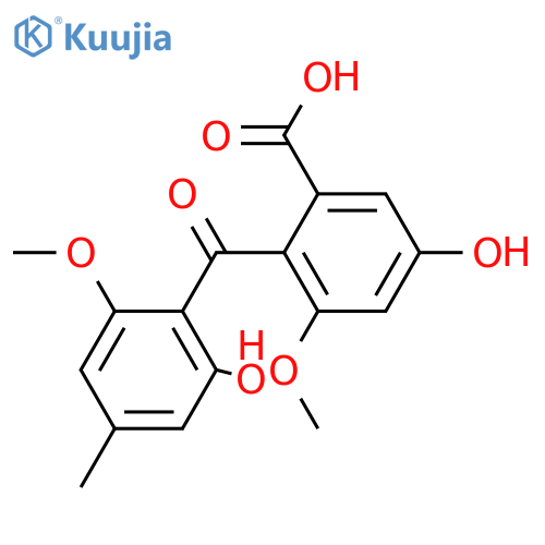 2',4,6,6'-Tetrahydroxy-4'-methylbenzophenone-2-carboxylic acid; 2',6-Di-Me ether structure