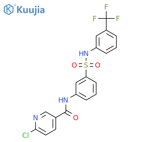 6-chloro-N-(3-{[3-(trifluoromethyl)phenyl]sulfamoyl}phenyl)pyridine-3-carboxamide structure