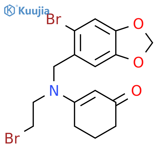 2-Cyclohexen-1-one,3-[[(6-bromo-1,3-benzodioxol-5-yl)methyl](2-bromoethyl)amino]- structure