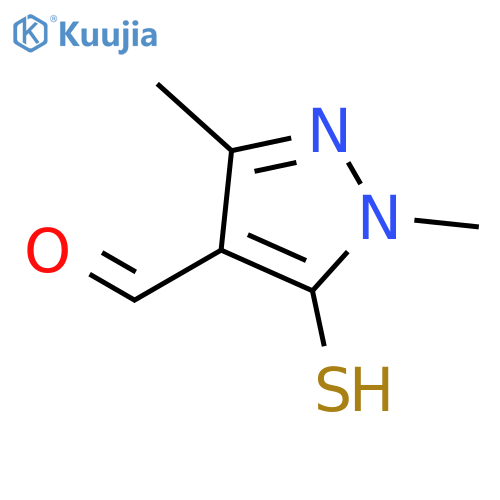 1H-Pyrazole-4-carboxaldehyde,5-mercapto-1,3-dimethyl- structure