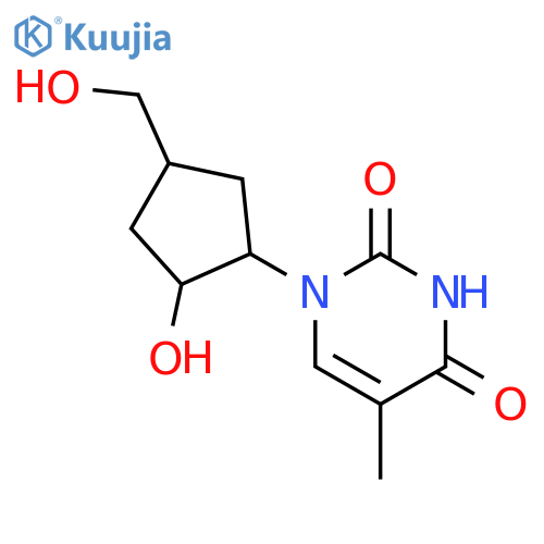 2,4(1H,3H)-Pyrimidinedione,1-[(1R,2R,4S)-2-hydroxy-4-(hydroxymethyl)cyclopentyl]-5-methyl-, rel- structure