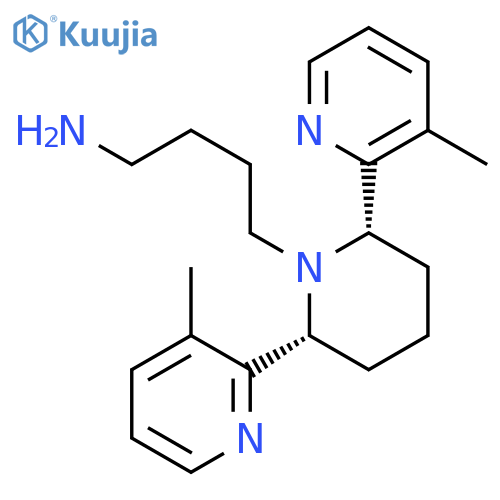 1-Piperidinebutanamine, 2,6-bis(3-methyl-2-pyridinyl)-, (2R,6S)-rel- structure