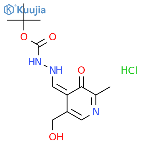 tert-butyl 2-{(E)-[5-(hydroxymethyl)-2-methyl-3-oxopyridin-4(3H)-ylidene]methyl}hydrazinecarboxylate hydrochloride structure
