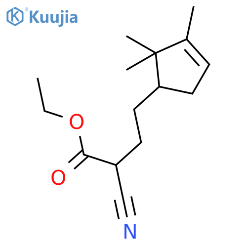Ethyl alpha-cyano-2,2,3-trimethylcyclopent-3-enebutyrate structure